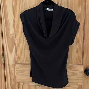 Calvin Klein Elegant Black Drape Neck Top